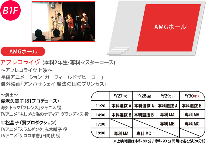 新館地下1階のAMGホールで開催 アフレコライヴ