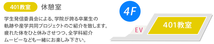 本館4階の401教室 休憩室