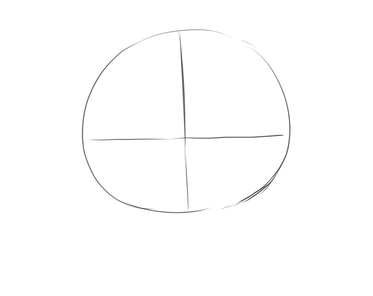 楕円を描き、十字を描き入れ