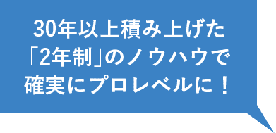 30年以上積み上げた「2年制」のノウハウで確実にプロレベルに!